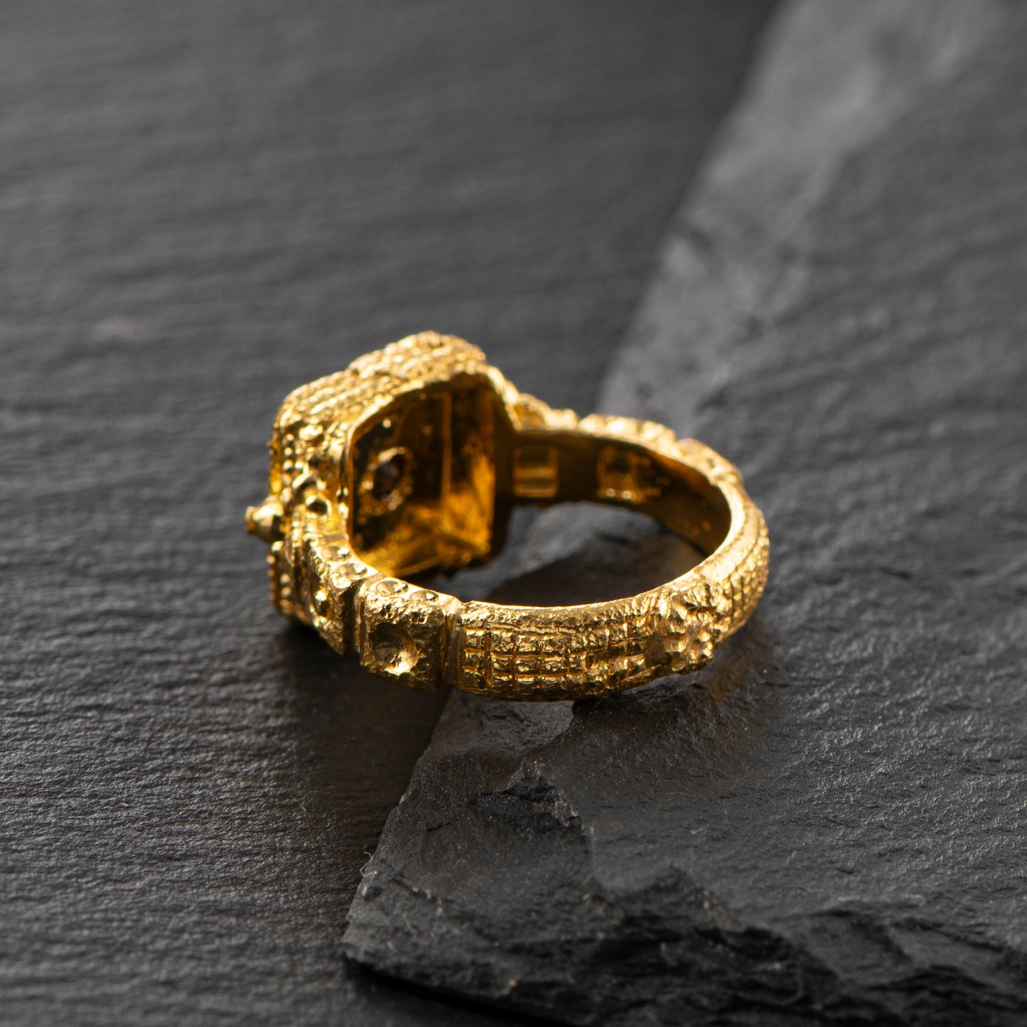 Ring Pure Gold 24ct with Salt and Pepper Diamond - 'That Which Is' Collection
