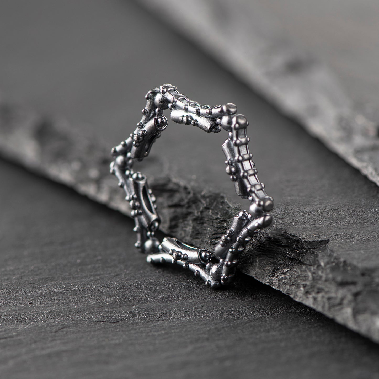 Hexagonal Pure Silver (999.9) Ring (White or Dark Grey) - "That Which Is" Collection