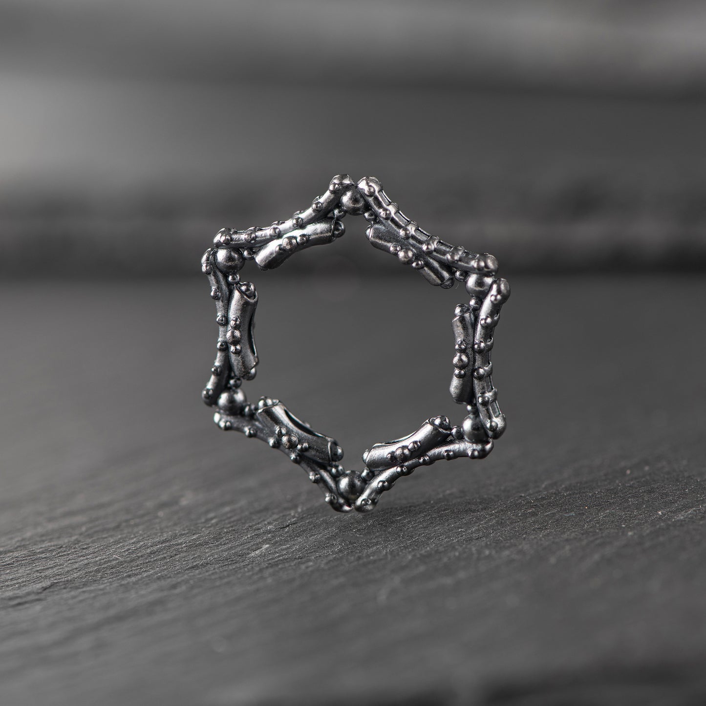 Hexagonal Pure Silver (999.9) Ring (White or Dark Grey) - "That Which Is" Collection