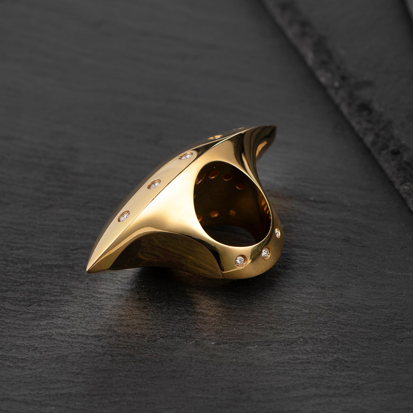 One-of-a-Kind 18ct Gold Ring with Diamonds and Citrine Quartz by Constantinos Kyriacou