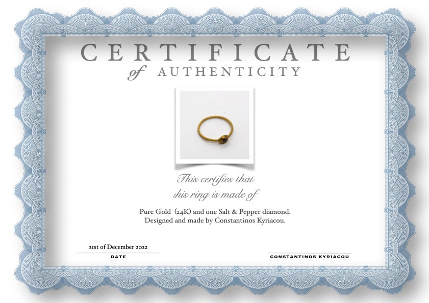 Ring 24ct Gold Salt and Pepper Diamond 'PURE' Collection