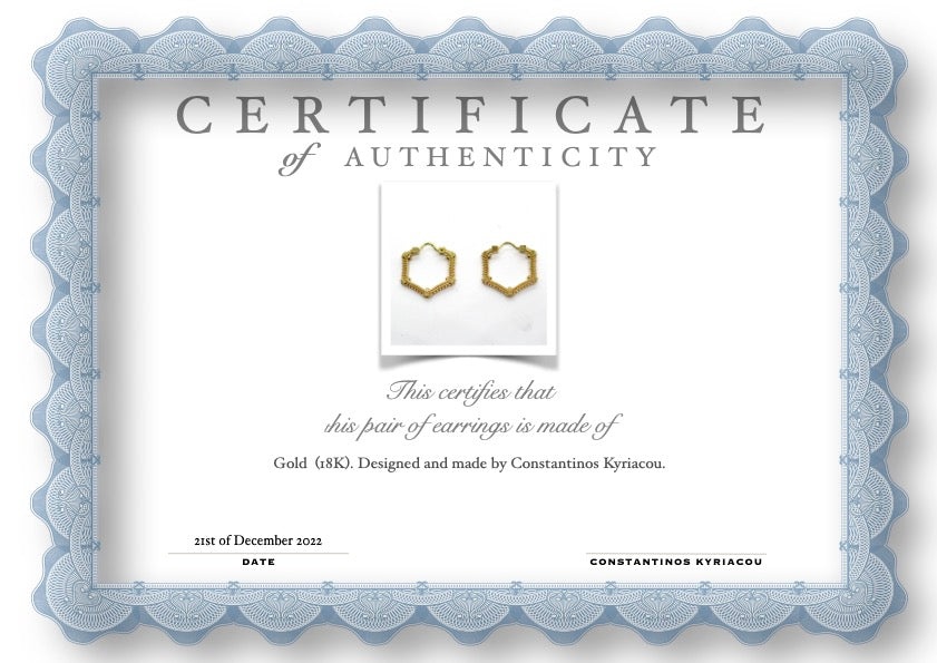 Earrings Gold 18k. Hexagonal - 'That Which Is' Collection