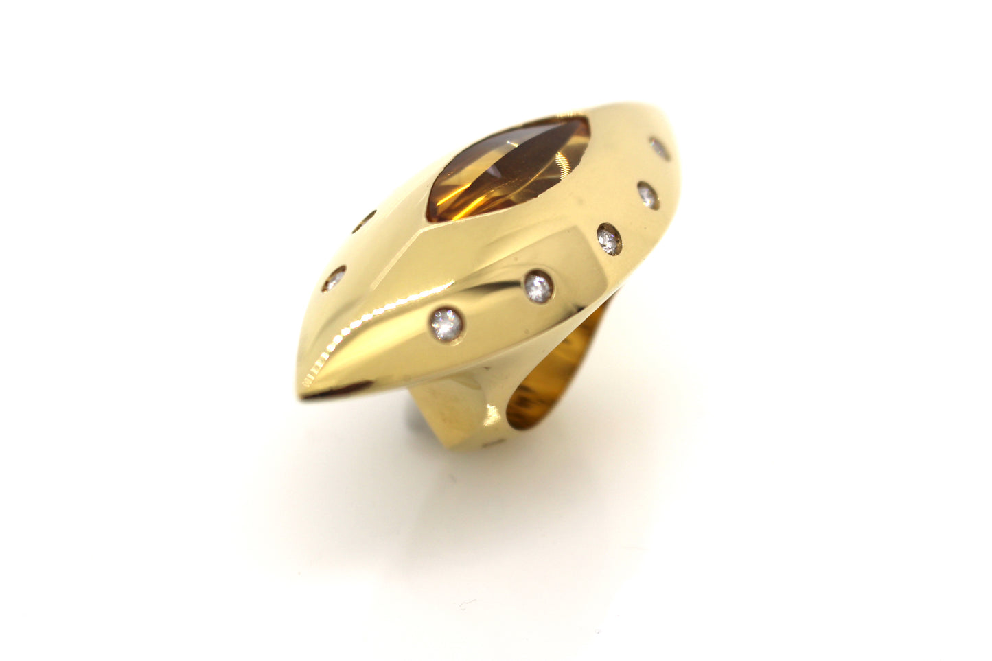 One-of-a-Kind 18ct Gold Ring with Diamonds and Citrine Quartz by Constantinos Kyriacou