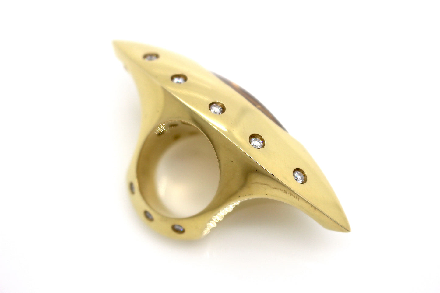 One-of-a-Kind 18ct Gold Ring with Diamonds and Citrine Quartz by Constantinos Kyriacou
