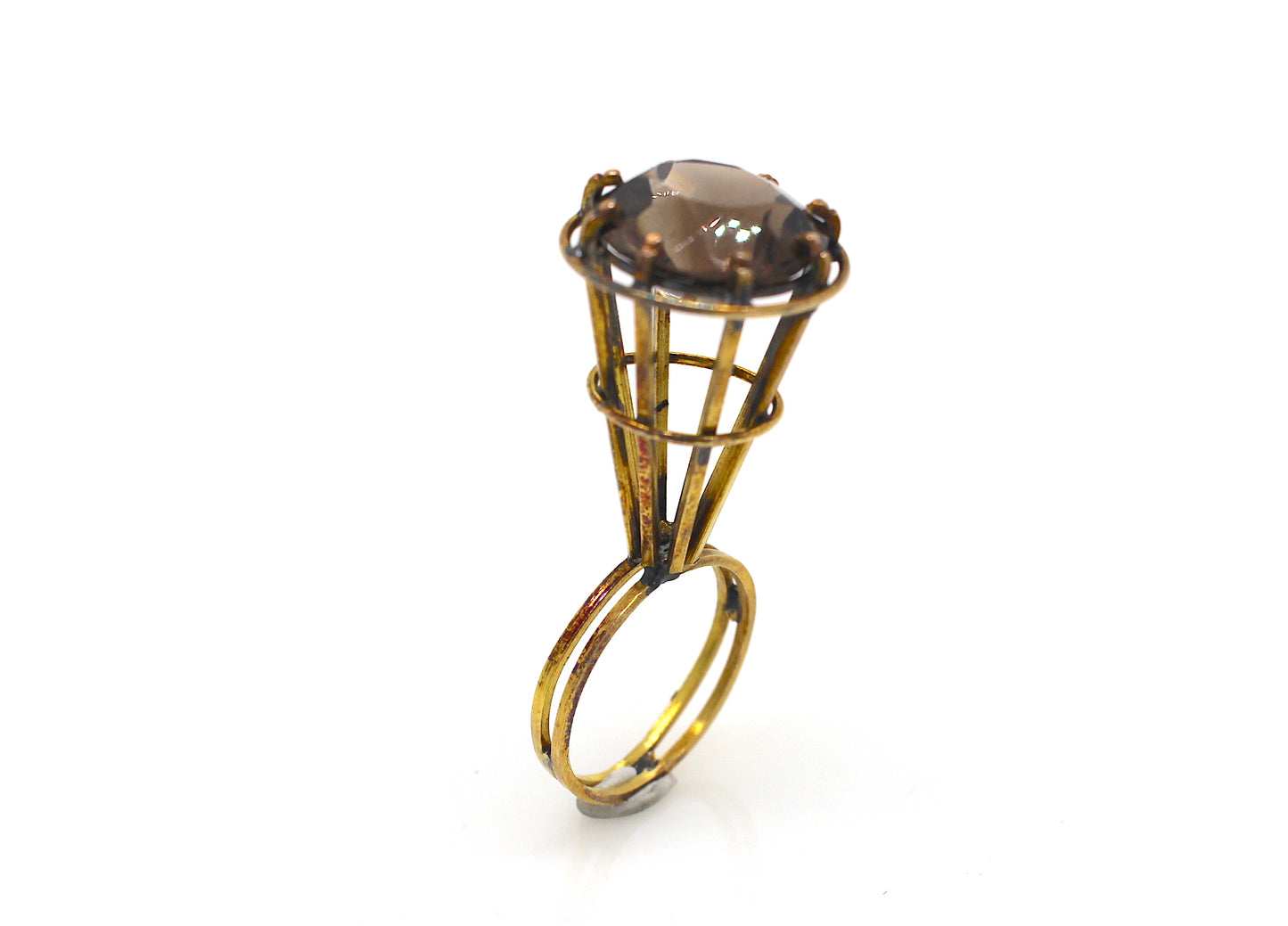 18ct gold solitaire ring by Constantinos Kyriacou. With Smokey Quartz. 2004