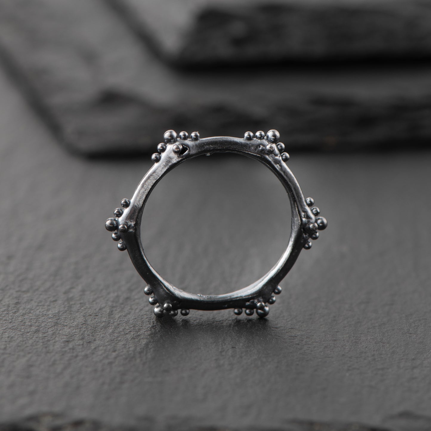 Hexagonal Pure Silver (999.9) Ring (White or Dark Grey) - "That Which Is" Collection