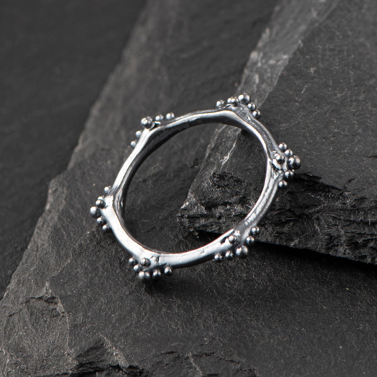 Hexagonal Pure Silver (999.9) Ring (White or Dark Grey) - "That Which Is" Collection