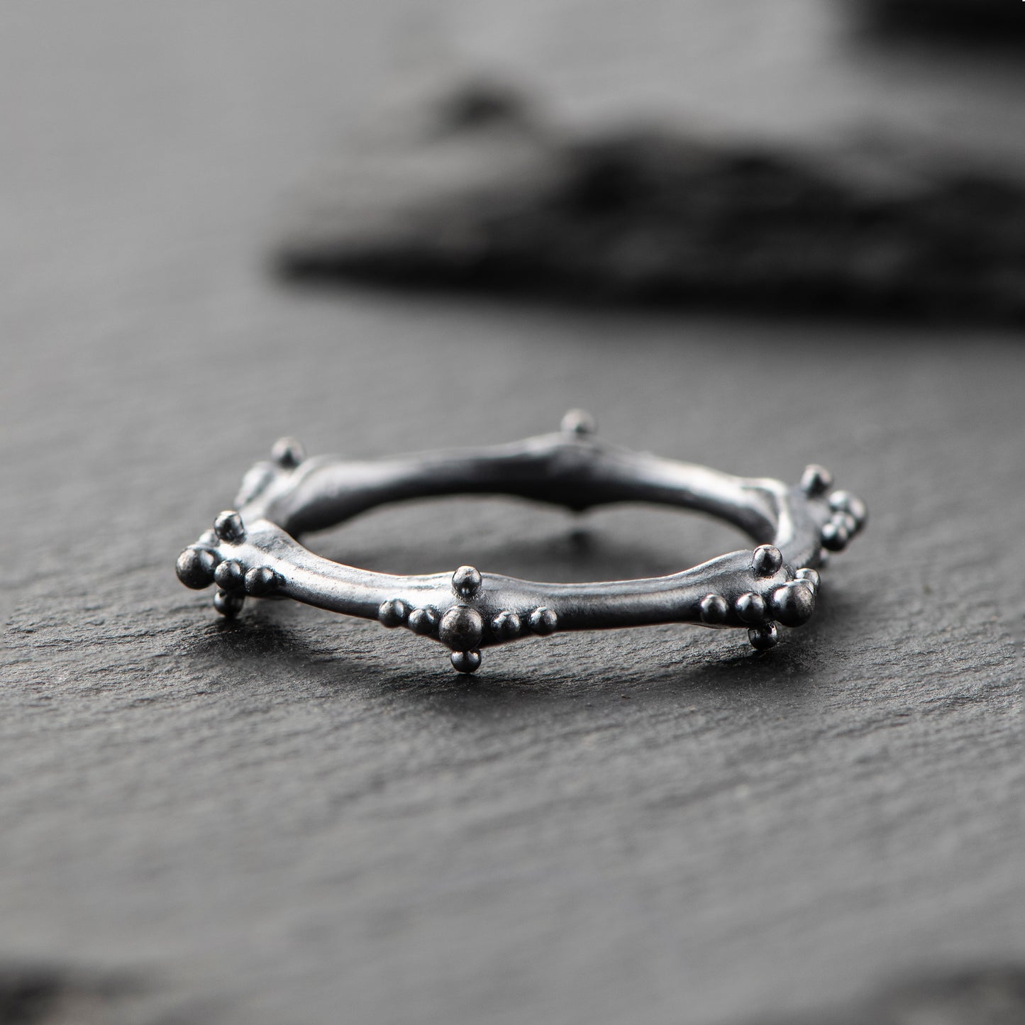 Hexagonal Pure Silver (999.9) Ring (White or Dark Grey) - "That Which Is" Collection