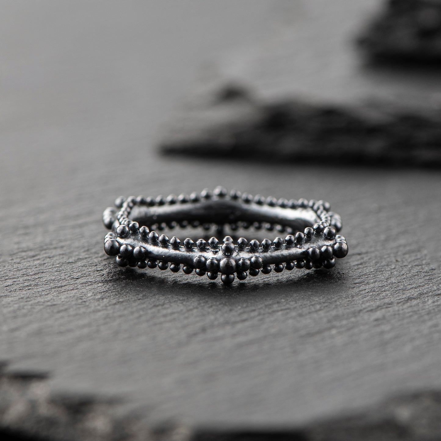 Hexagonal Pure Silver (999.9) Ring (White or Dark Grey) - "That Which Is" Collection