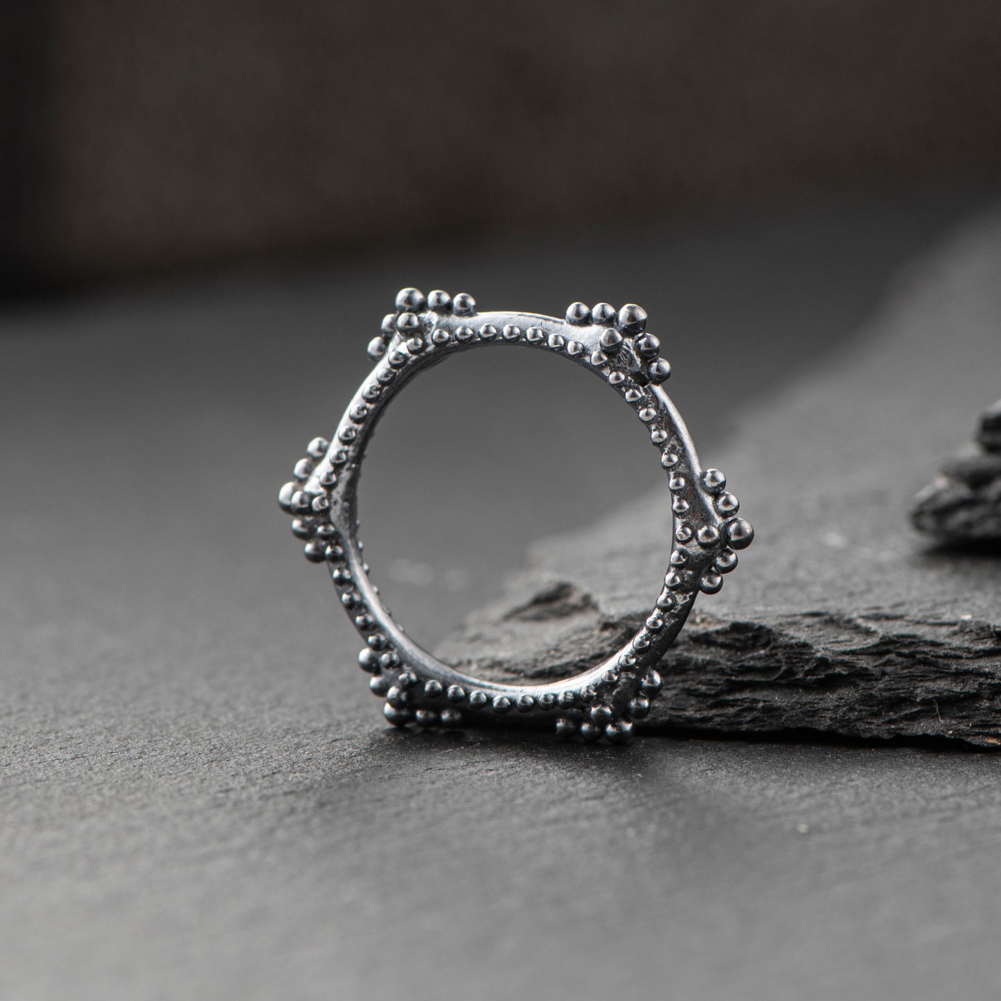 Hexagonal Pure Silver (999.9) Ring (White or Dark Grey) - "That Which Is" Collection