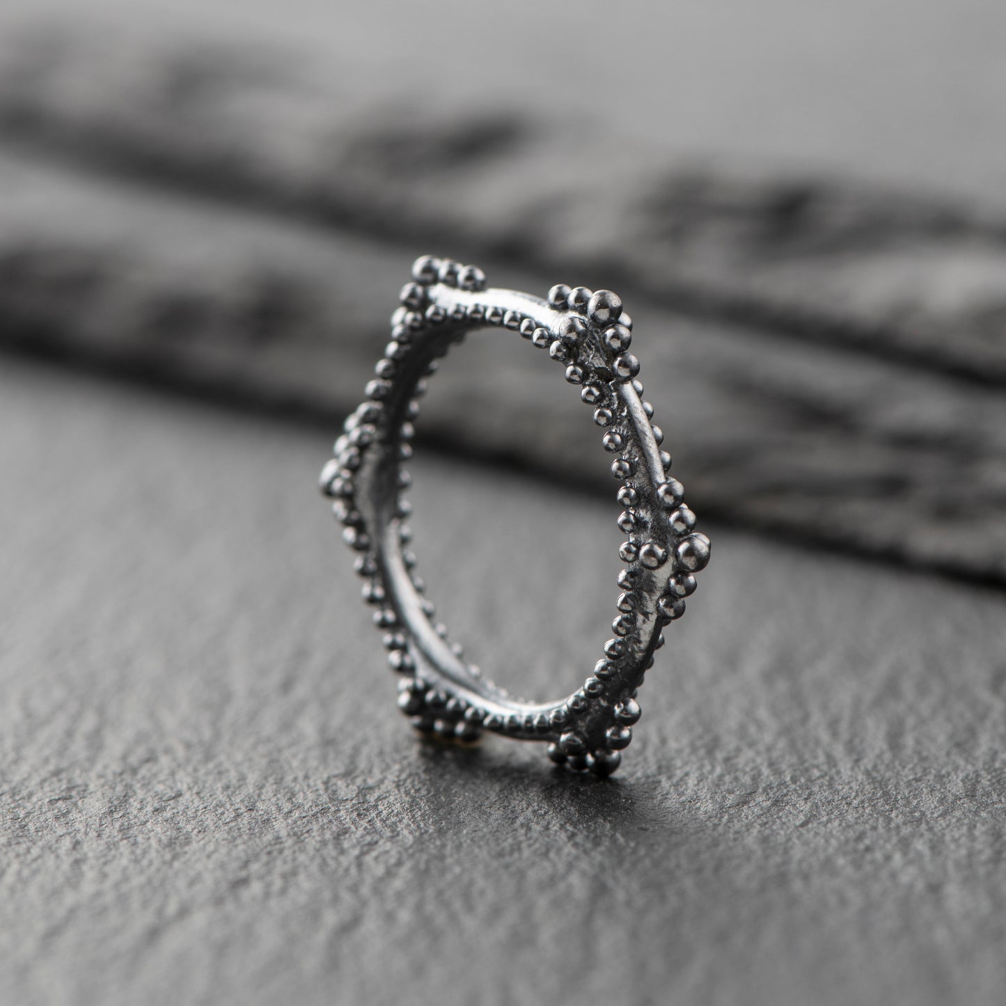 Hexagonal Pure Silver (999.9) Ring (White or Dark Grey) - "That Which Is" Collection