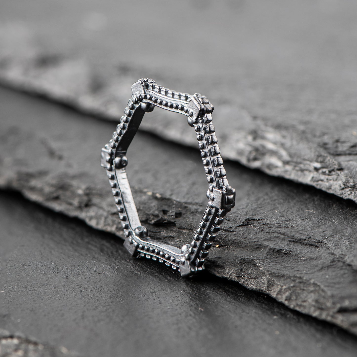 Pure Silver (999.9) Ring with Geometrical Elements (White or Dark Grey) - "That Which Is" Collection