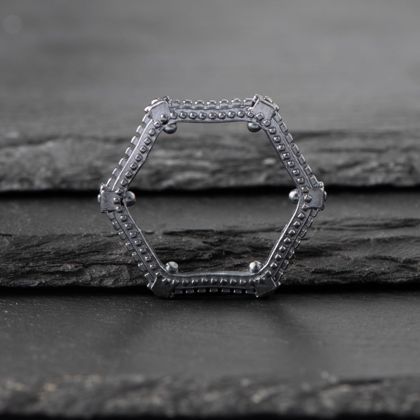 Pure Silver (999.9) Ring with Geometrical Elements (White or Dark Grey) - "That Which Is" Collection