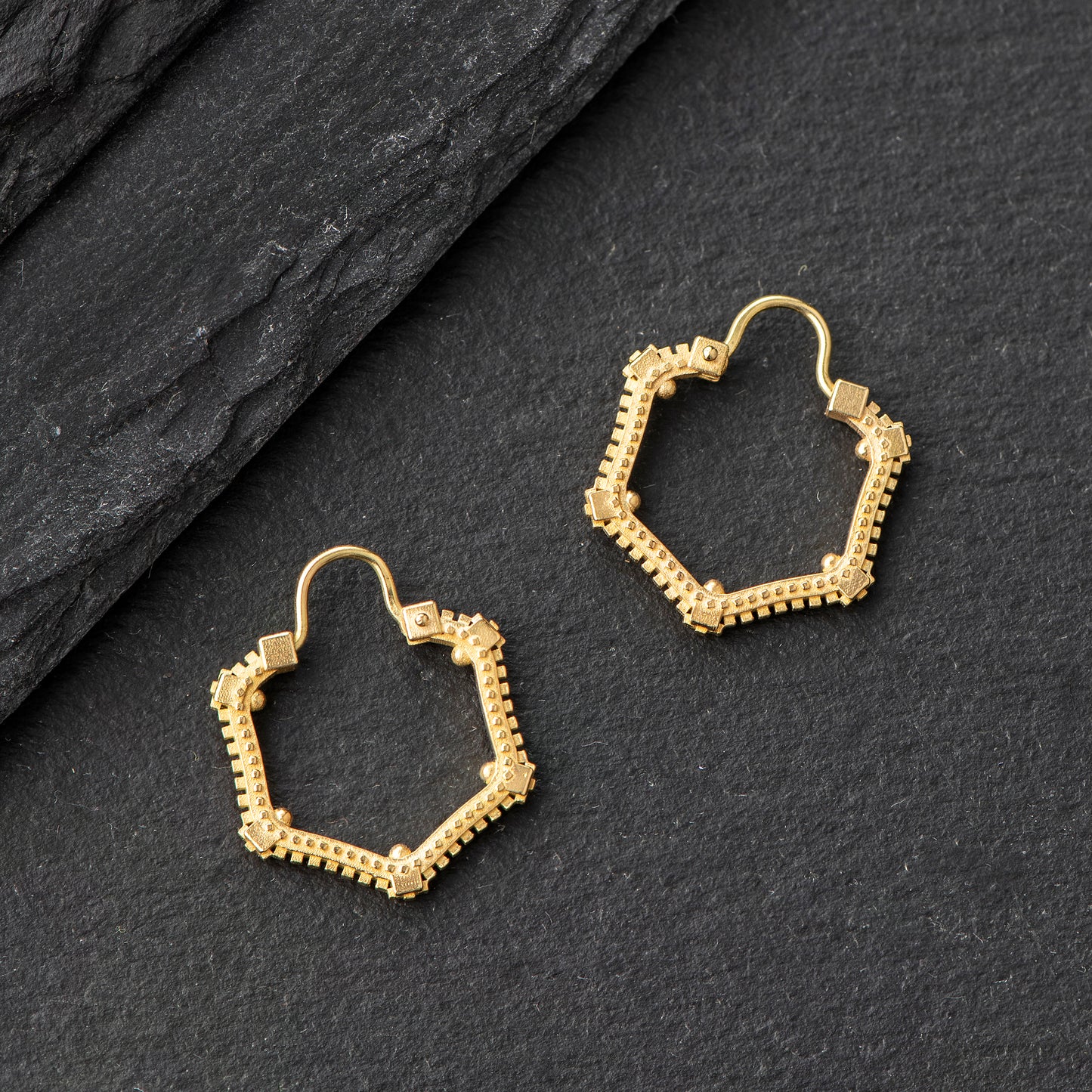Earrings Gold 18k. Hexagonal - 'That Which Is' Collection