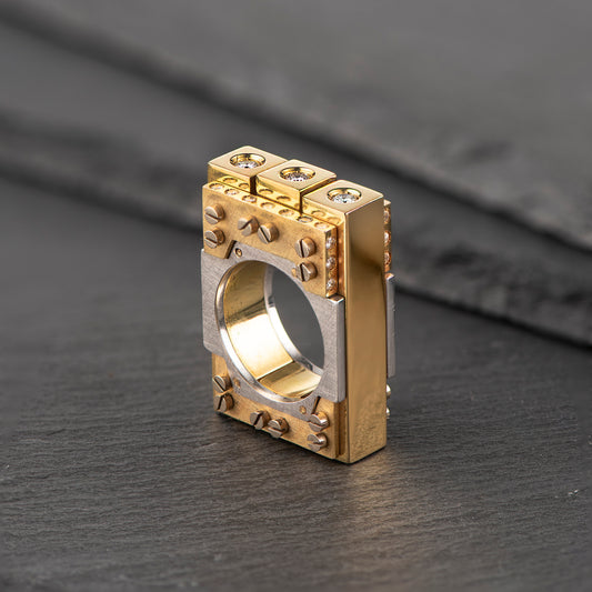 Unique 18ct Gold and White Gold Ring with Diamonds by Constantinos Kyriacou - One of a Kind
