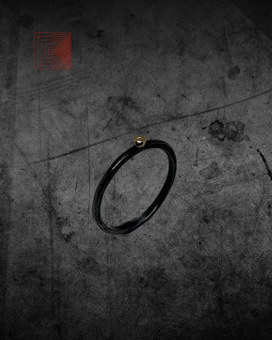 "A note" Ring - Oxidized Sterling Silver with 18ct Gold Detail