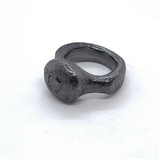 Ring Pure Oxidized Silver Black Diamond 'PURE'  Collection